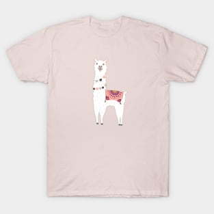 Llama in Maroon + Pink T-Shirt